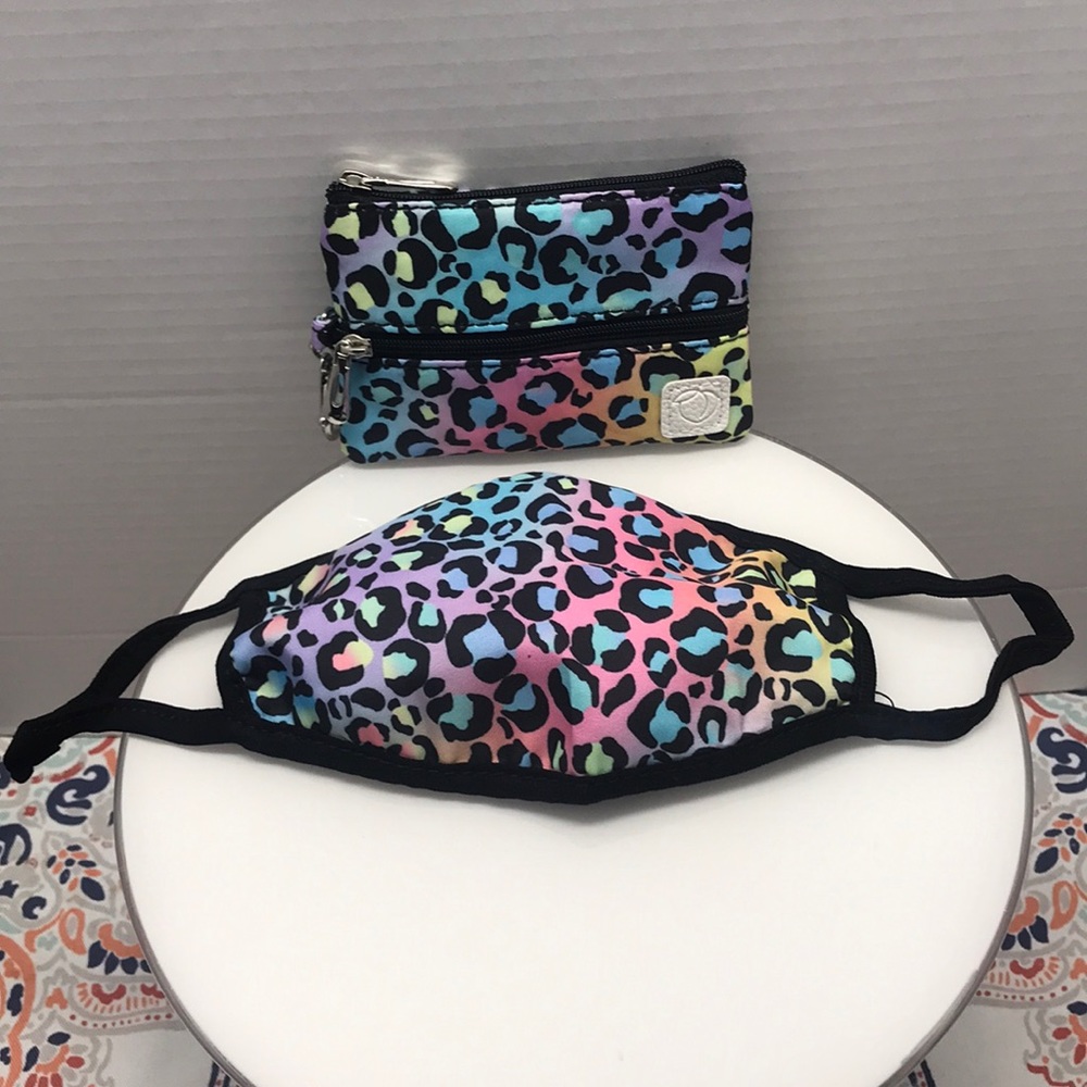 Multi-color Leopard Print Mask w/Matching pouch